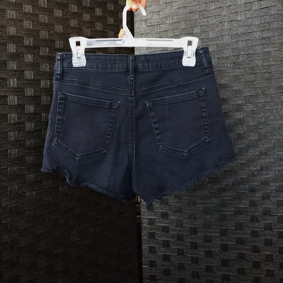 High Waist Black Denim Shorts - Picture 2 of 6